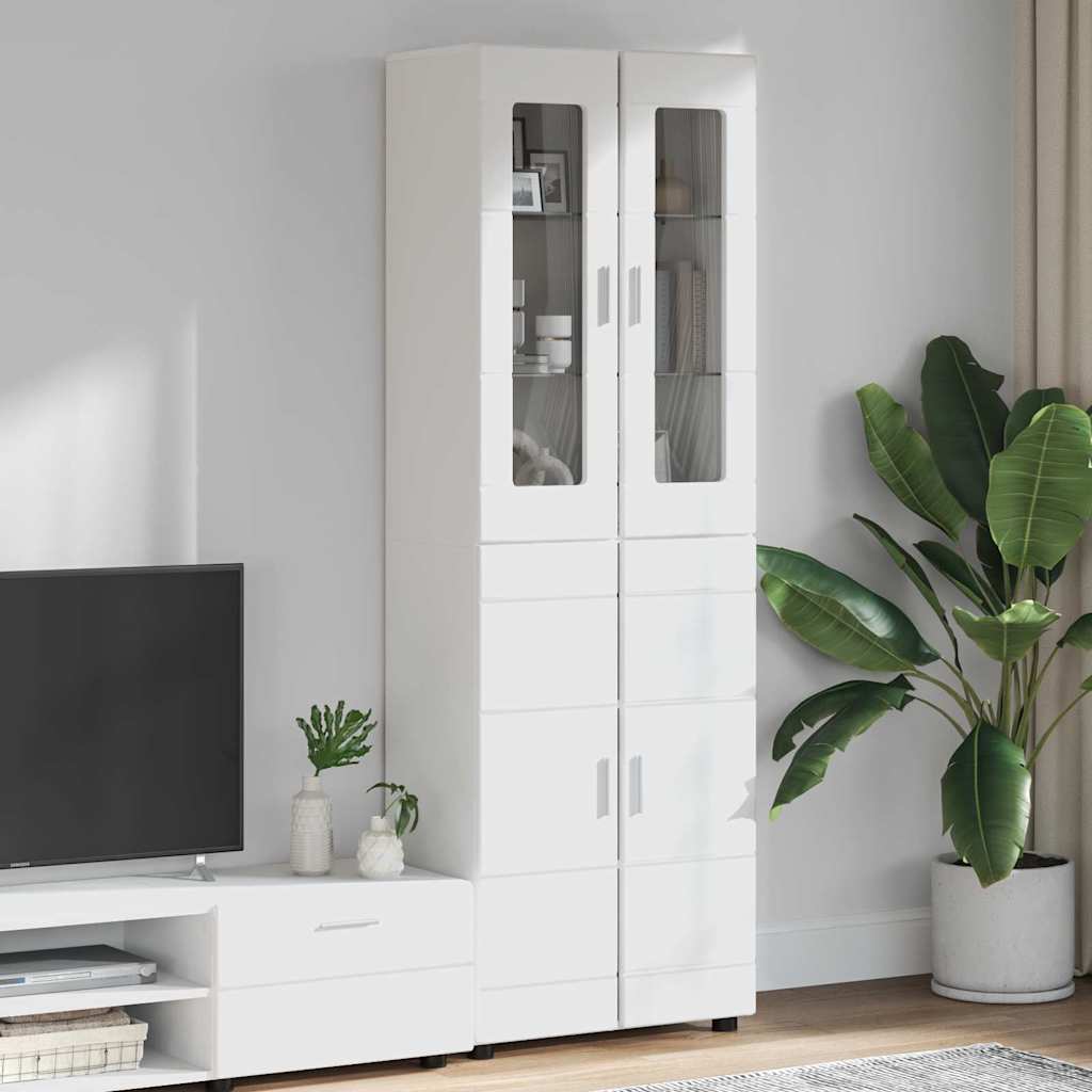 Highboard FLORIN Λευκό 60 x 35 x 182 εκ. Επεξεργασμένο ξύλο
