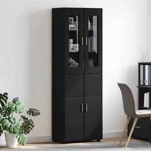 Highboard FLORIN 60 x 35 x 182 εκ. Μαύρο Επεξεργασμένο Ξύλο