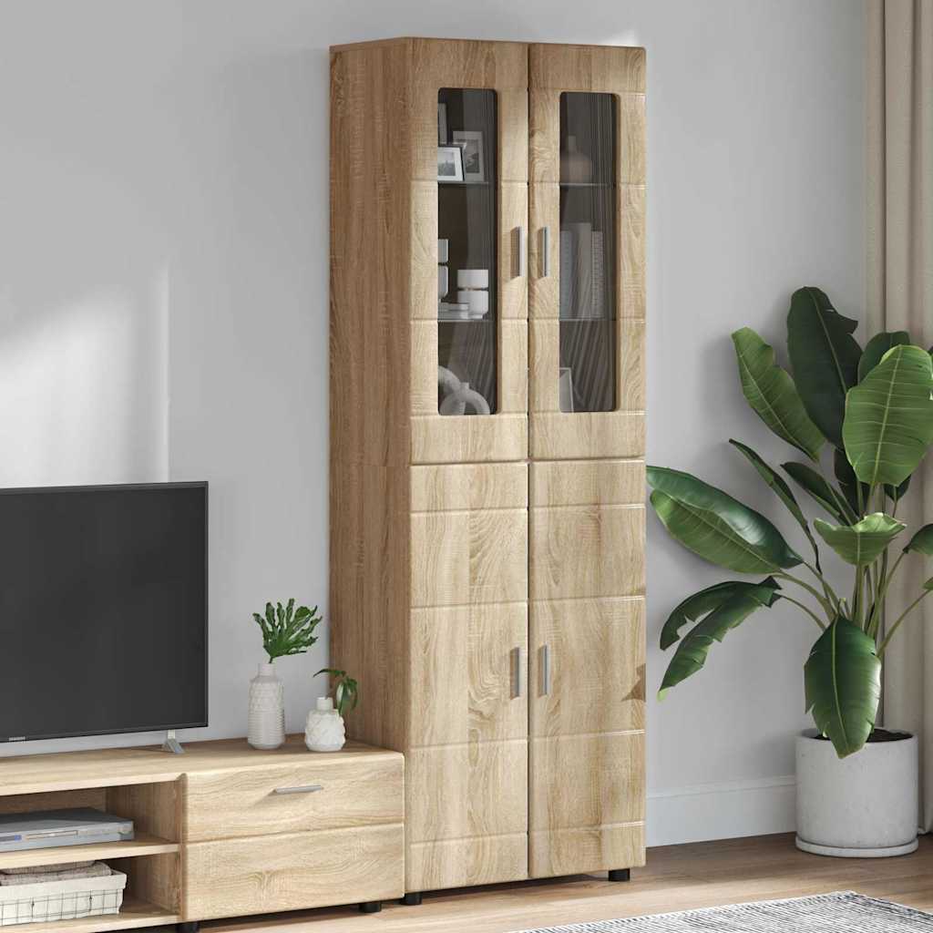 Highboard με ράφι με πόρτα FLORIN Δρύς Sonoma 60 x 35 x 182 εκ. - Pakobazaar
