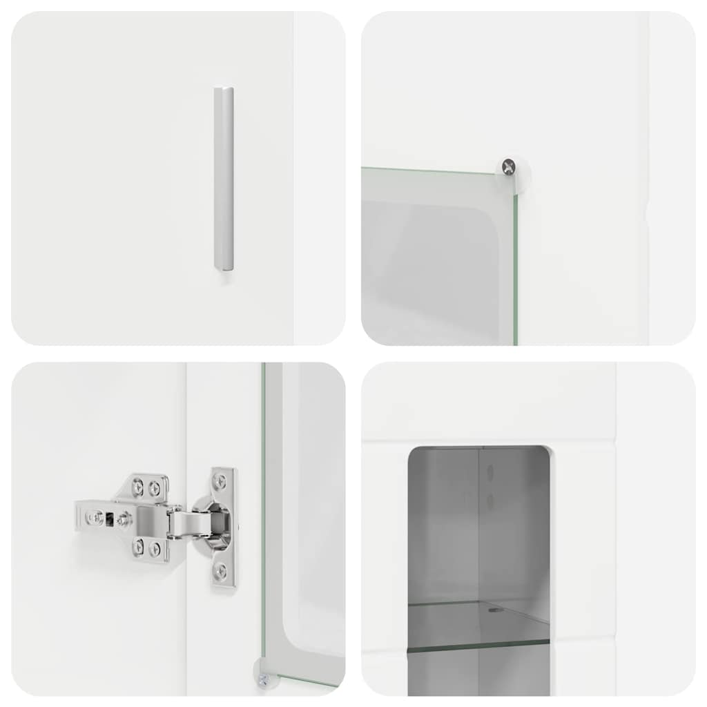 Highboard FLORIN Υψηλής γυαλάδας λευκό 60 x 35 x 182 εκ.