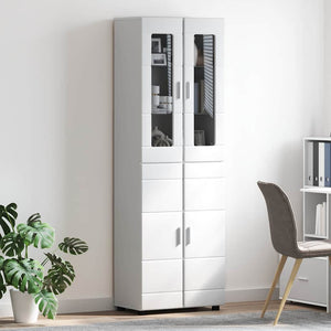 Highboard FLORIN 60 x 35 x 182 εκ. Υψηλής γυαλάδας λευκό