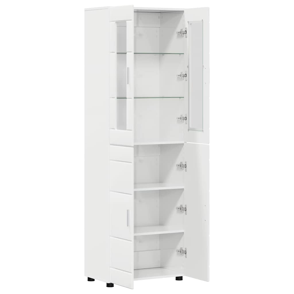 Highboard FLORIN Υψηλής γυαλάδας λευκό 60 x 35 x 182 εκ.