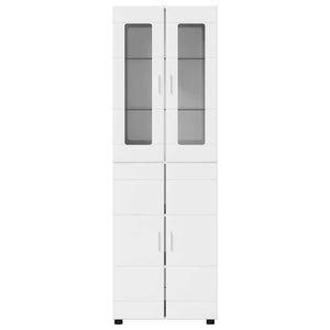 Highboard FLORIN 60 x 35 x 182 εκ. Υψηλής γυαλάδας λευκό