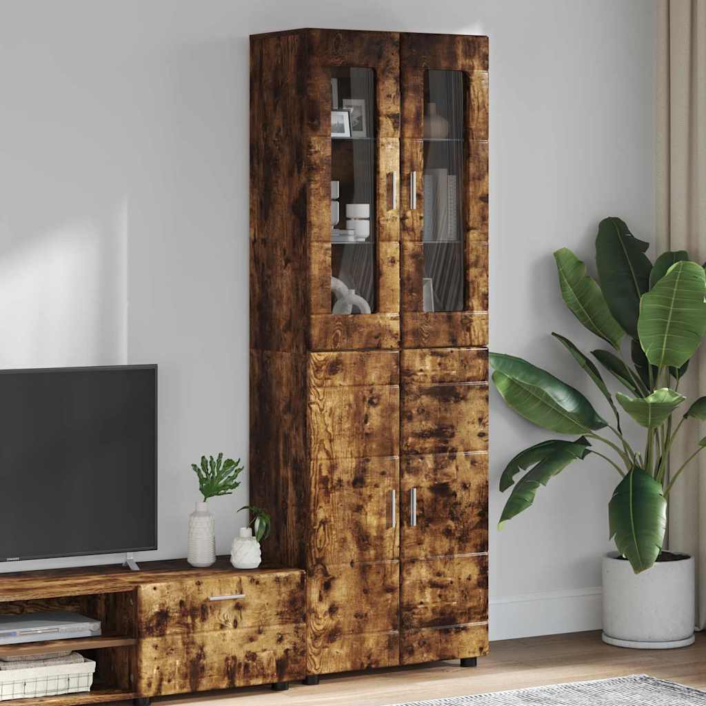 Highboard με ράφι FLORIN Καπνιστό Δρύς 60 x 35 x 182 εκ.
