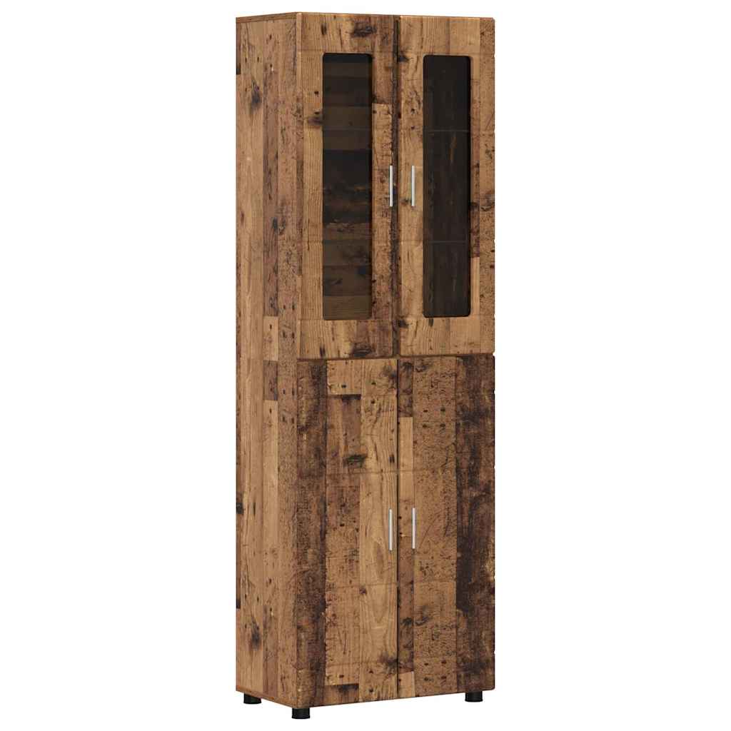 Highboard με ράφι με πόρτα FLORIN Παλιό ξύλο 60 x 35 x 182 εκ.