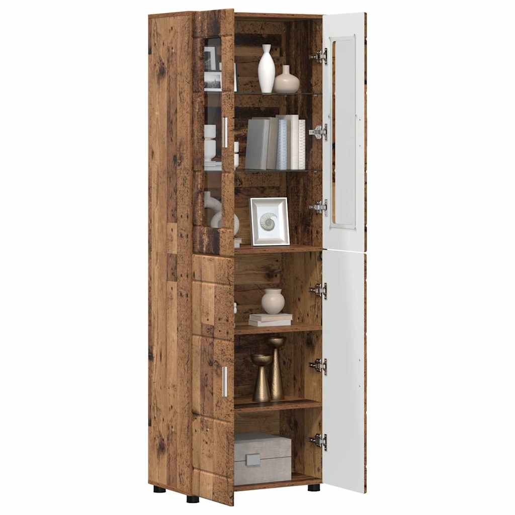 Highboard με ράφι με πόρτα FLORIN Παλιό ξύλο 60 x 35 x 182 εκ.