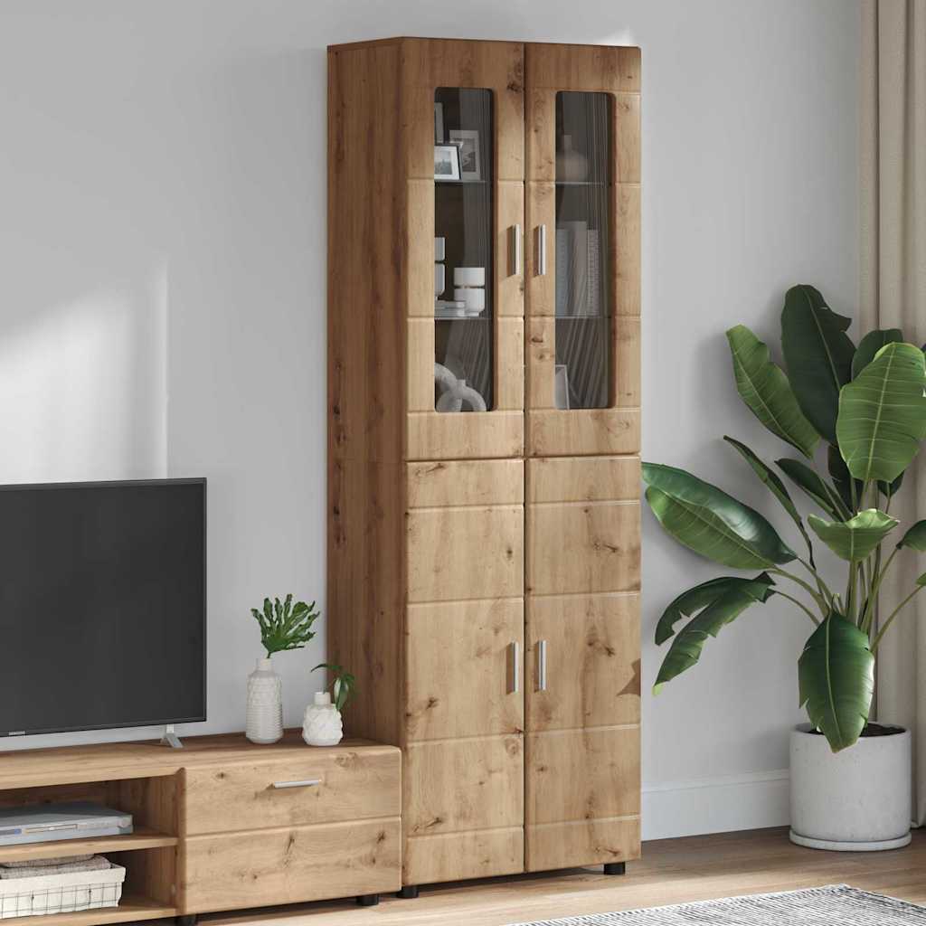 Highboard με ράφι με πόρτα FLORIN Artisan Oak 60 x 35 x 182 εκ.