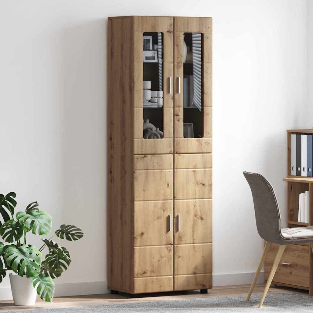 Highboard με ράφι με πόρτα FLORIN Artisan Oak 60 x 35 x 182 εκ.