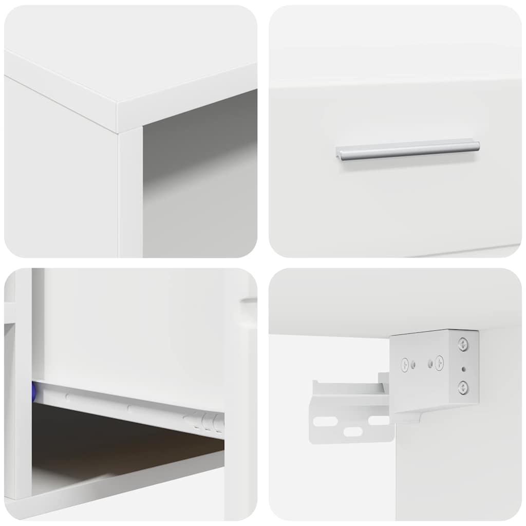 Σετ επίπλου τηλεόρασης με ράφι FLORIN Λευκό Επεξεργασμένο ξύλο