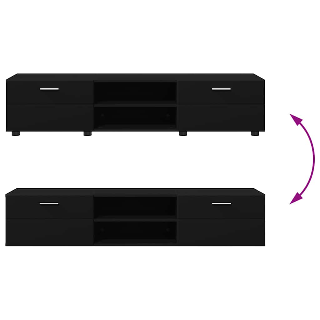 Σετ επίπλου τηλεόρασης με ράφι FLORIN Μαύρο Επεξεργασμένο ξύλο