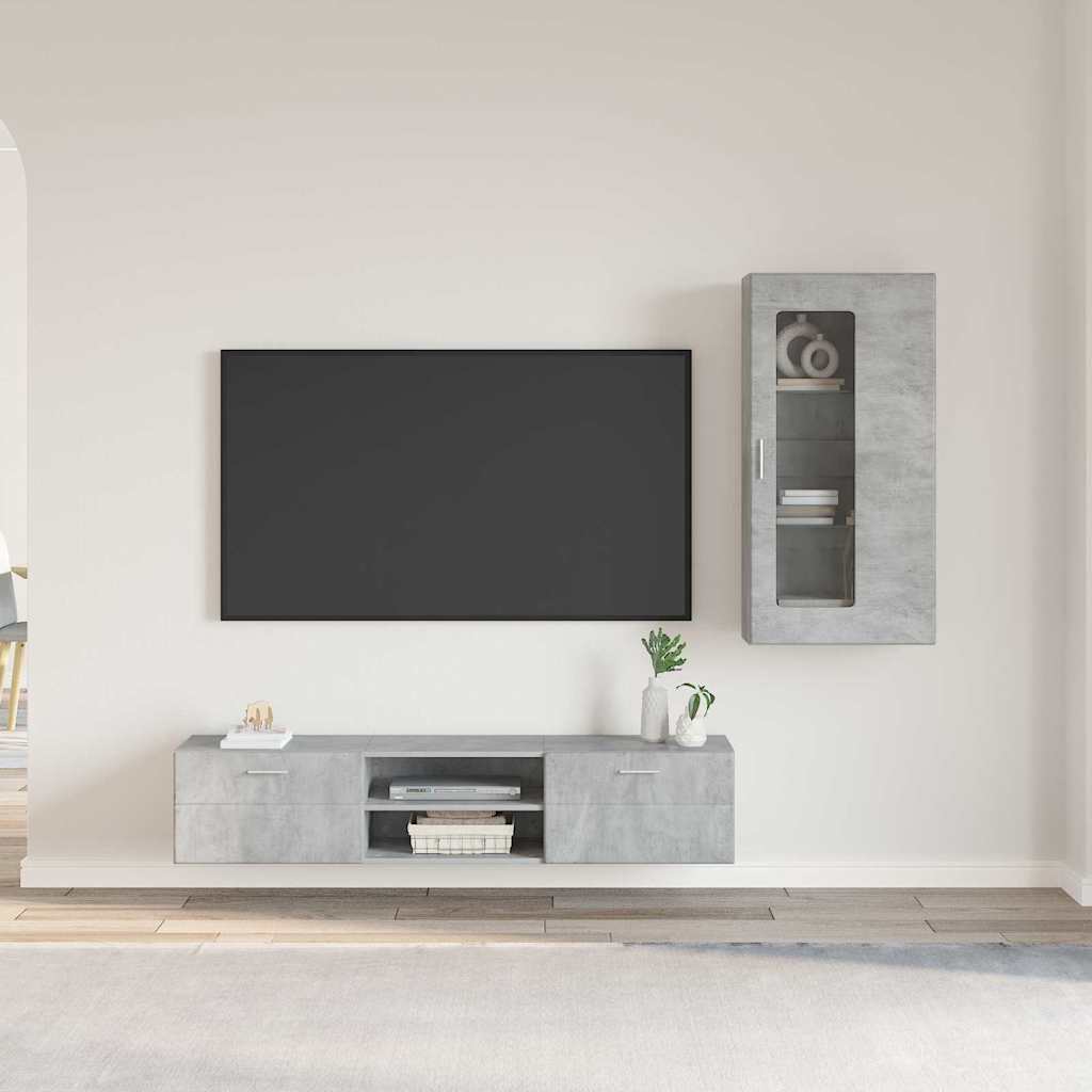 Σετ επίπλου τηλεόρασης FLORIN Σκυρόδεμα Γκρι Επεξεργασμένο ξύλο
