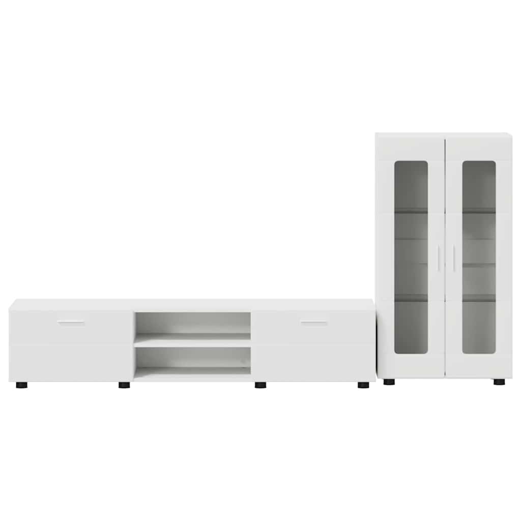 Σετ επίπλου τηλεόρασης με ράφι FLORIN Λευκό Επεξεργασμένο ξύλο