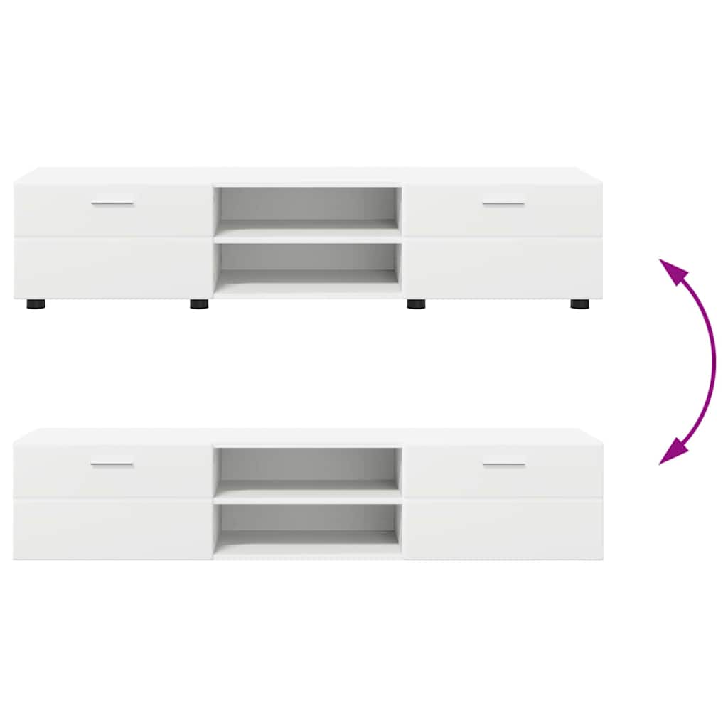 Σετ επίπλου τηλεόρασης με ράφι FLORIN Λευκό Επεξεργασμένο ξύλο