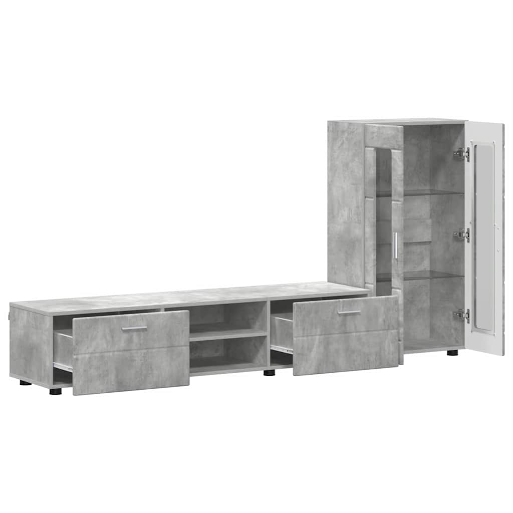 Σετ επίπλου τηλεόρασης FLORIN Σκυρόδεμα Γκρι Επεξεργασμένο ξύλο