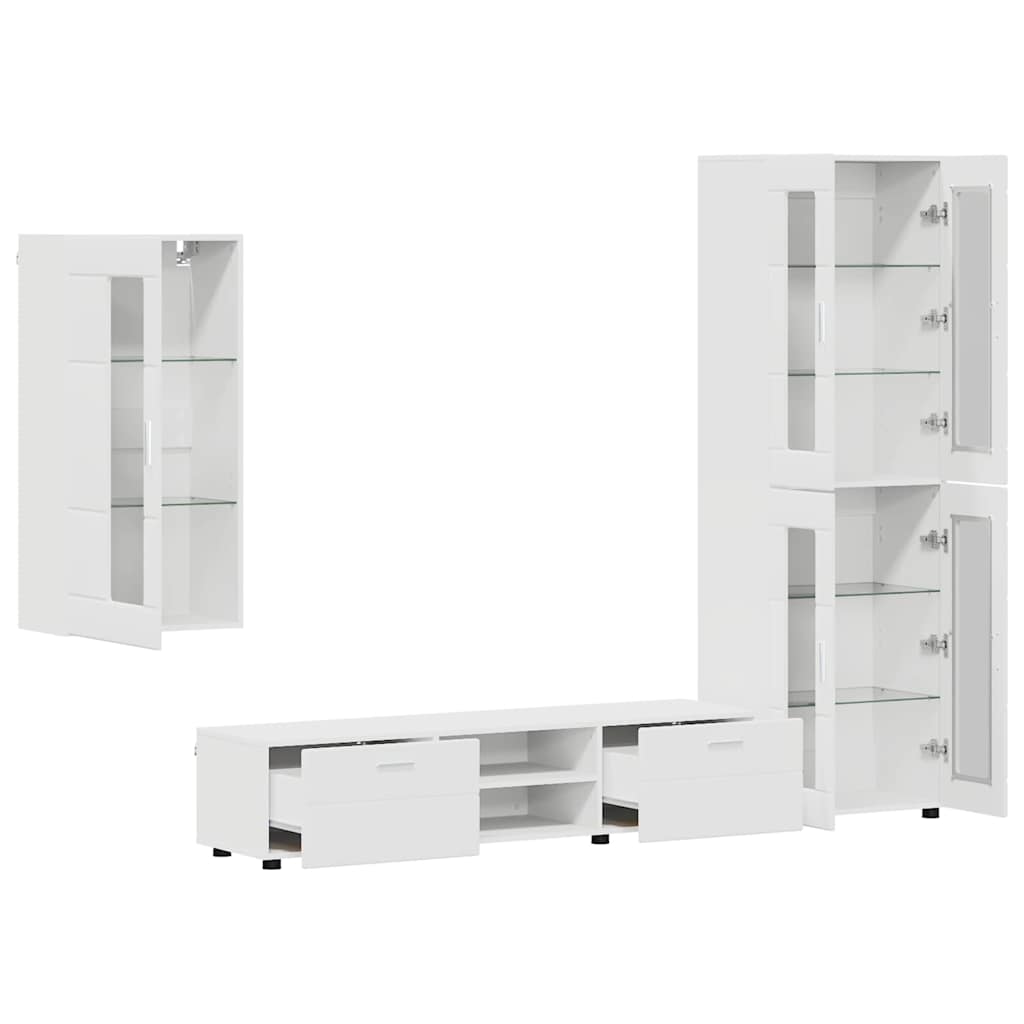 Σετ επίπλου τηλεόρασης με ράφι FLORIN Λευκό Επεξεργασμένο ξύλο