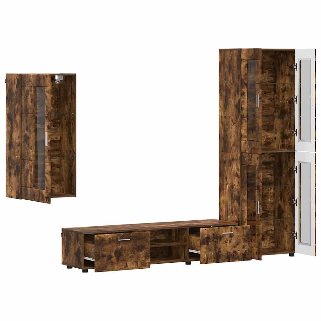 Σετ επίπλου τηλεόρασης FLORIN Καπνιστό Δρύς Επεξεργασμένο ξύλο