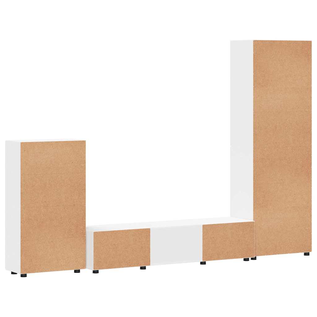 Σετ επίπλου τηλεόρασης με ράφι FLORIN Λευκό Επεξεργασμένο ξύλο