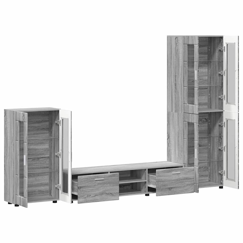 Σετ επίπλου τηλεόρασης με συρτάρι FLORIN 3 pcs Γκρίζο Σονομα