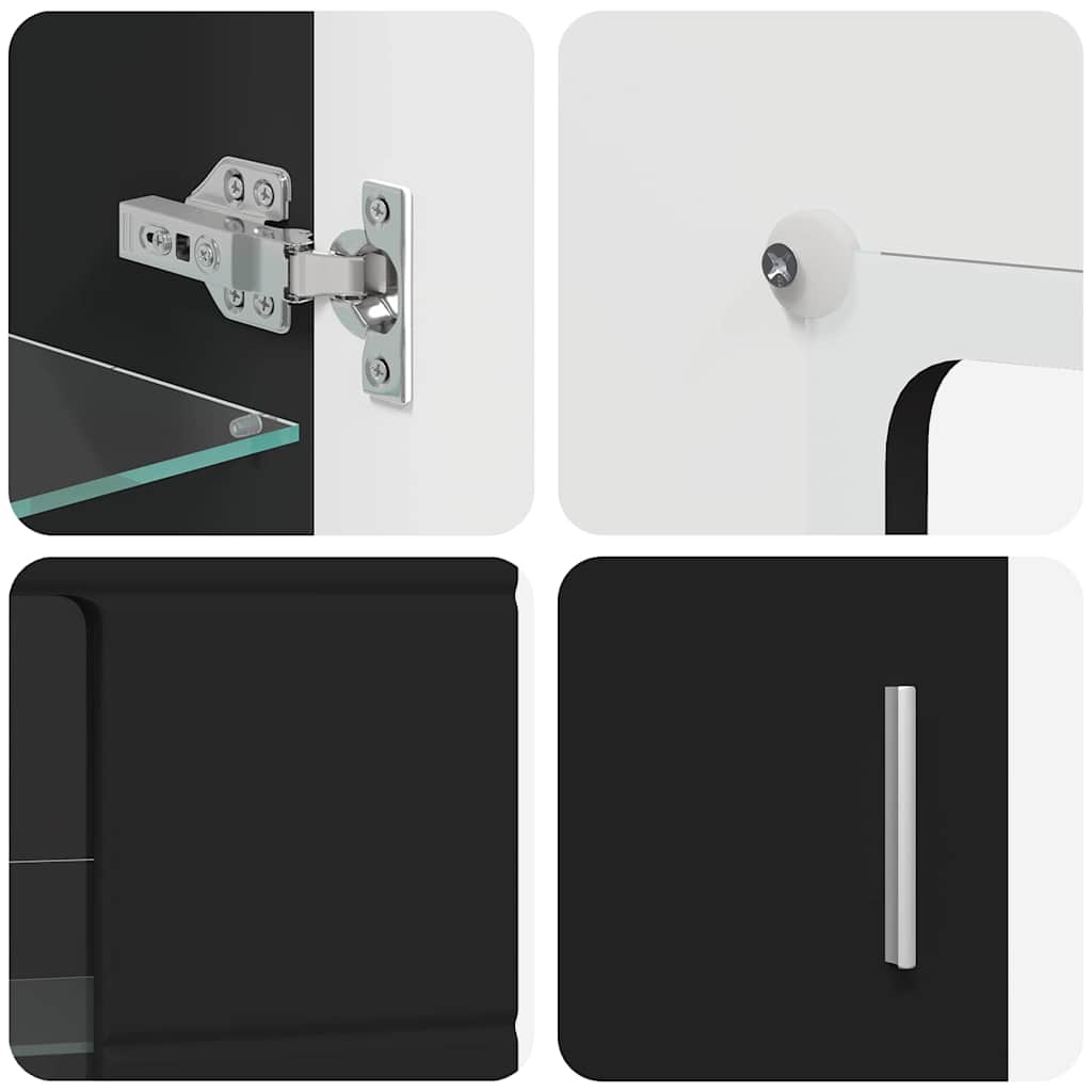 Σετ επίπλου τηλεόρασης με ράφι FLORIN Μαύρο Επεξεργασμένο ξύλο