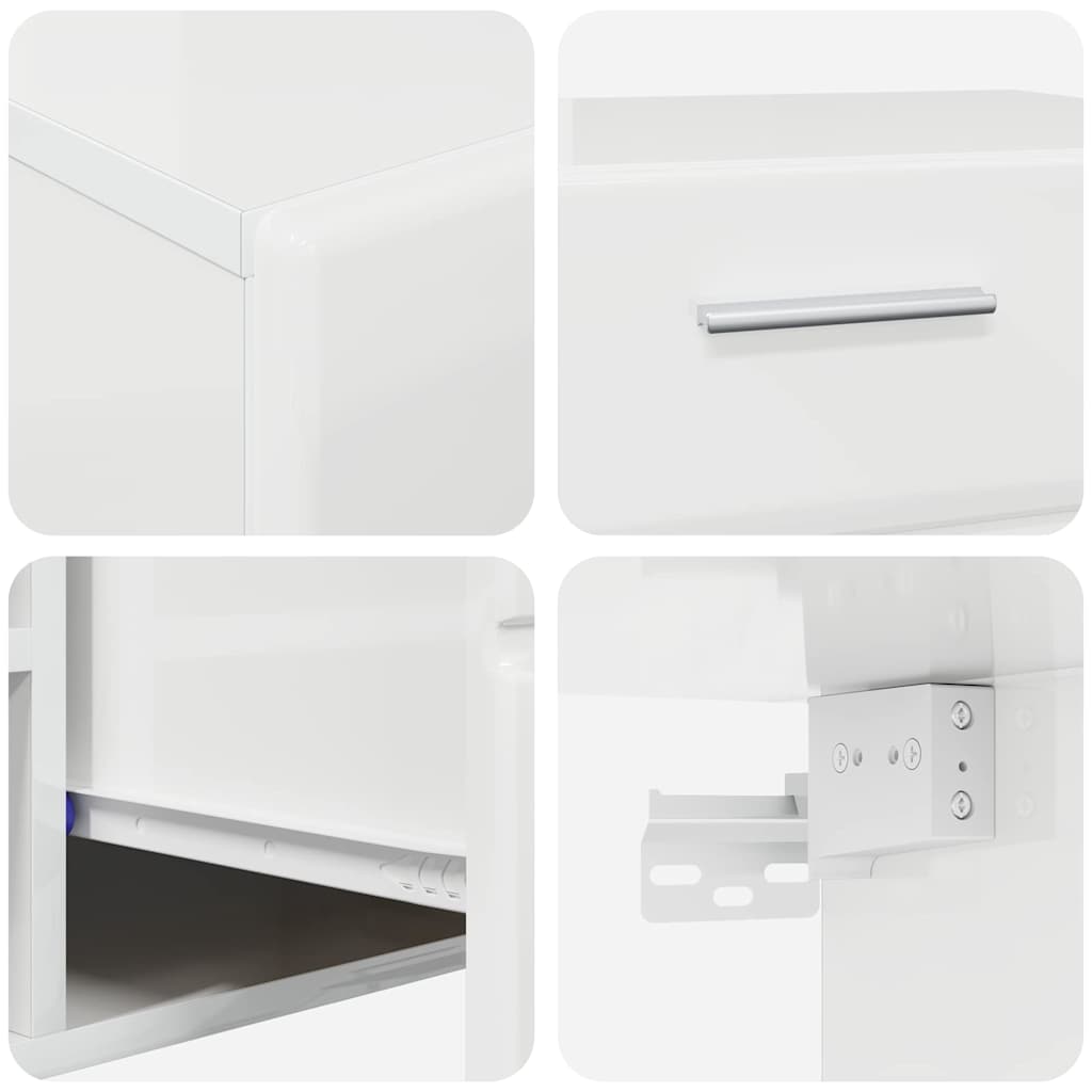 Σετ επίπλου τηλεόρασης με συρτάρι FLORIN Υψηλής γυαλάδας λευκό