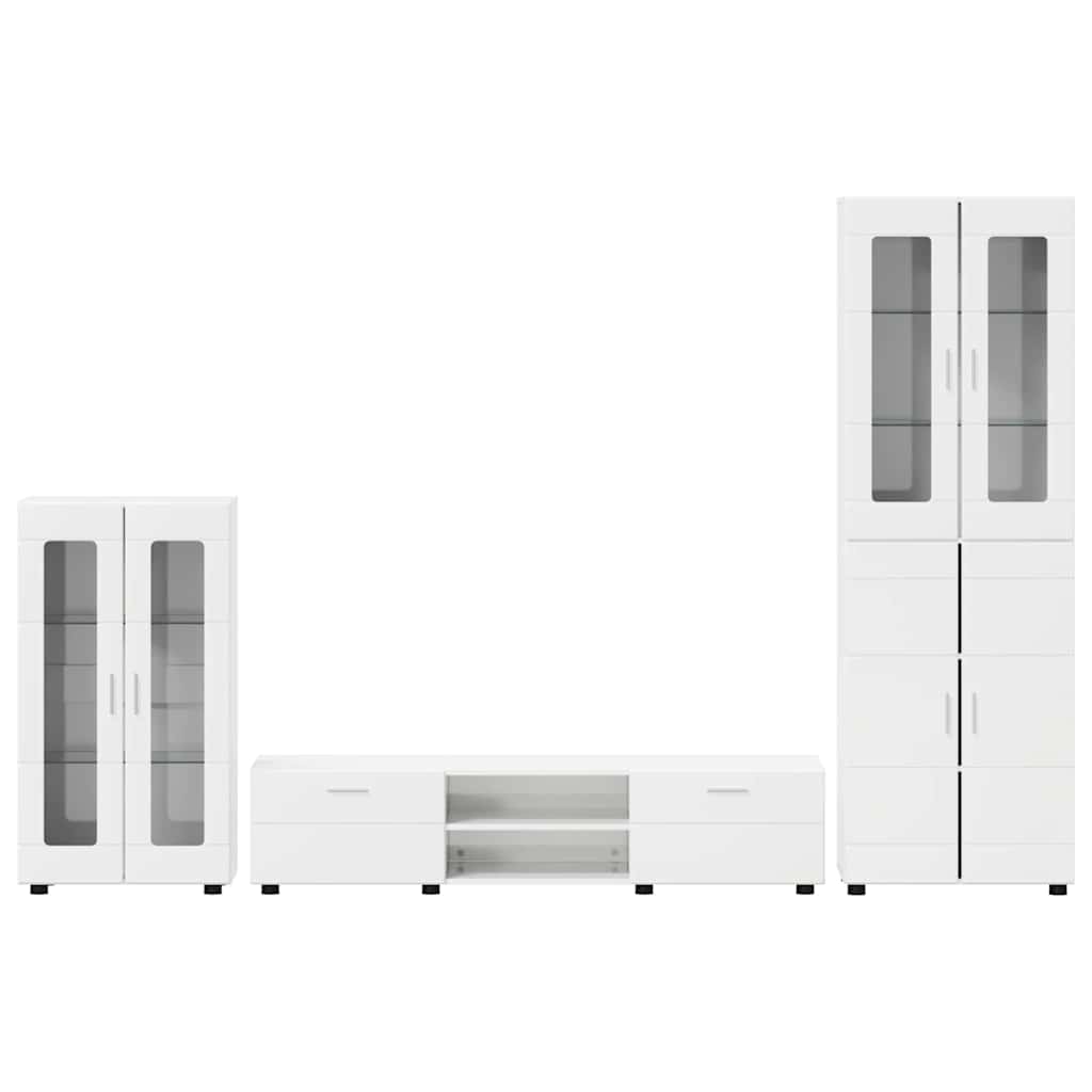Σετ επίπλου τηλεόρασης με συρτάρι FLORIN Υψηλής γυαλάδας λευκό