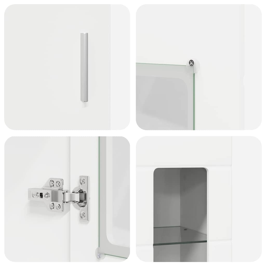 Σετ επίπλου τηλεόρασης με ράφι FLORIN Λευκό Επεξεργασμένο ξύλο