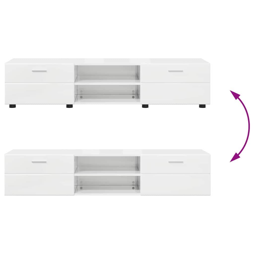 Σετ επίπλου τηλεόρασης με συρτάρι FLORIN Υψηλής γυαλάδας λευκό