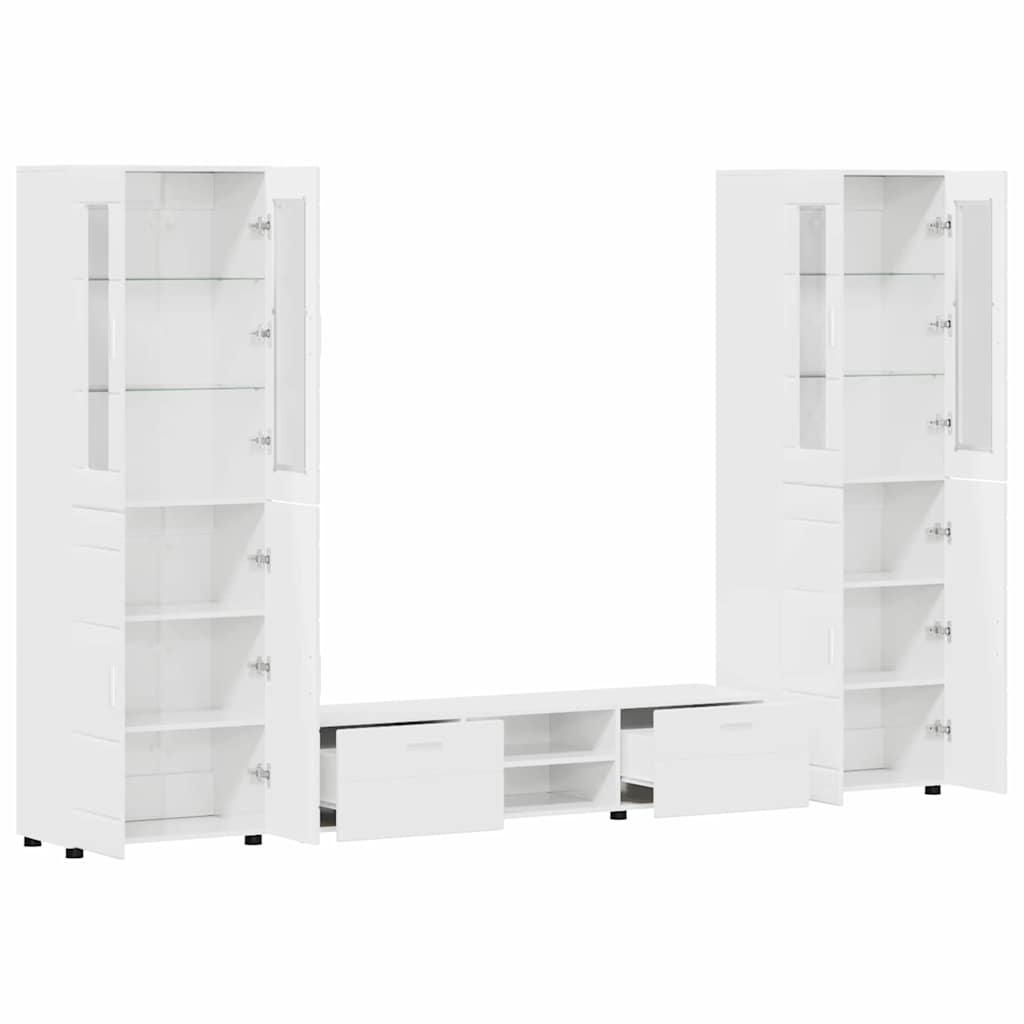 Σετ επίπλου τηλεόρασης με συρτάρι FLORIN Υψηλής γυαλάδας λευκό