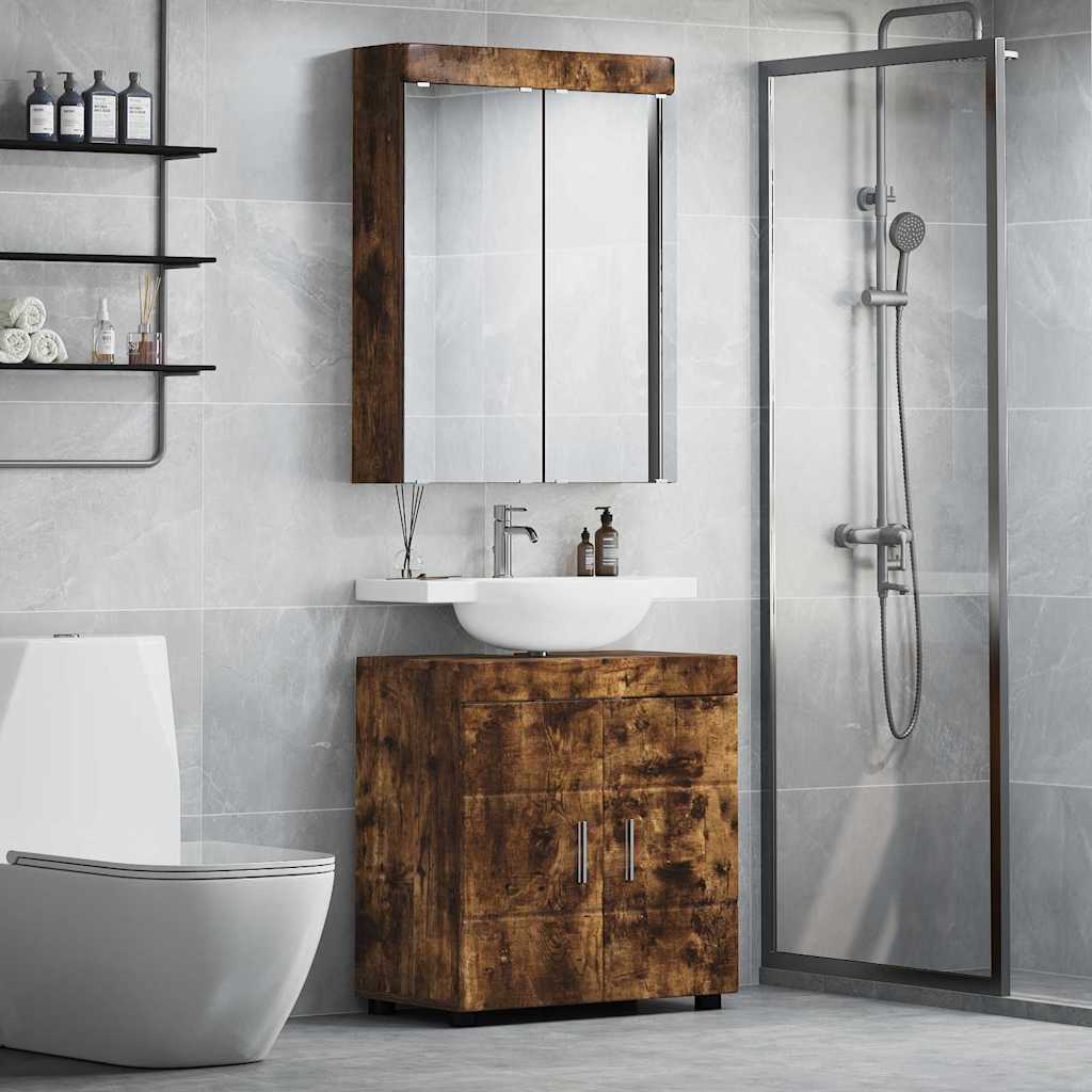 Σετ Επίπλων Μπάνιου TULUM 2 τεμ. Καπνιστό Δρύς 60 x 34 x 63 εκ