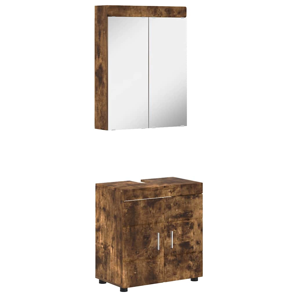 Σετ Επίπλων Μπάνιου TULUM 2 τεμ. Καπνιστό Δρύς 60 x 34 x 63 εκ