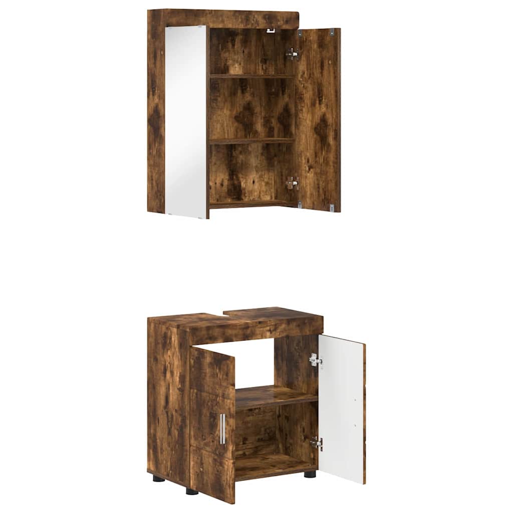 Σετ Επίπλων Μπάνιου TULUM 2 τεμ. Καπνιστό Δρύς 60 x 34 x 63 εκ