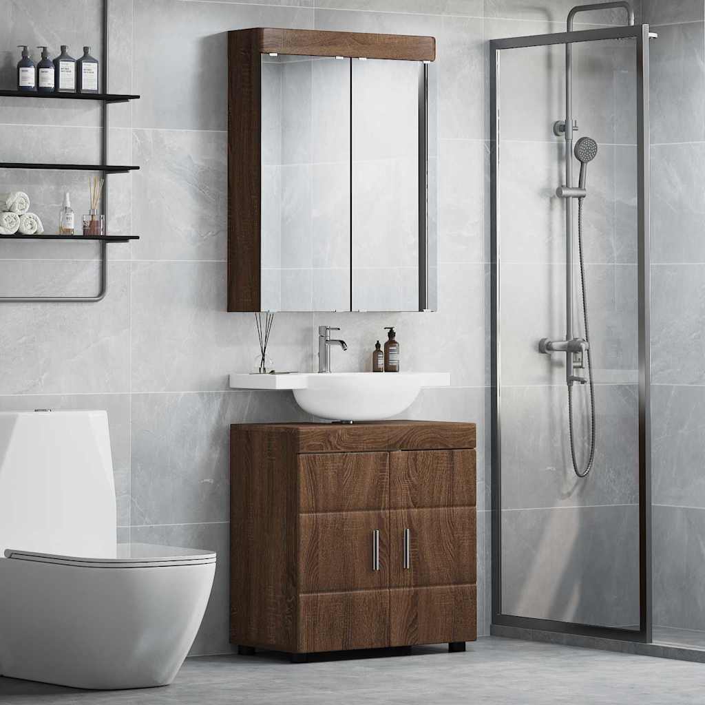 Σετ Επίπλων Μπάνιου TULUM 2 τμχ. Καφέ δρυς 60 x 34 x 63 εκ - Pakobazaar