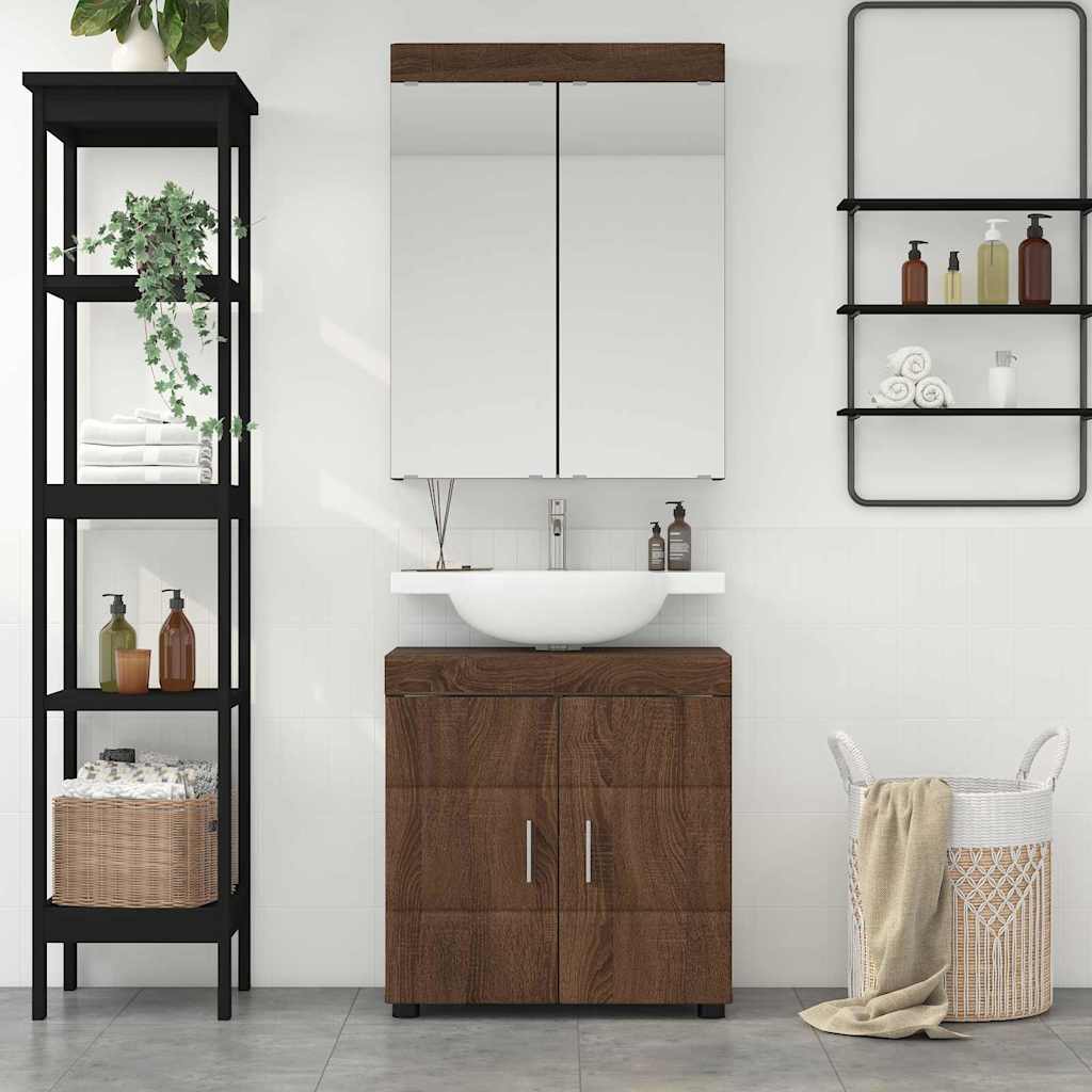 Σετ Επίπλων Μπάνιου TULUM 2 τμχ. Καφέ δρυς 60 x 34 x 63 εκ - Pakobazaar