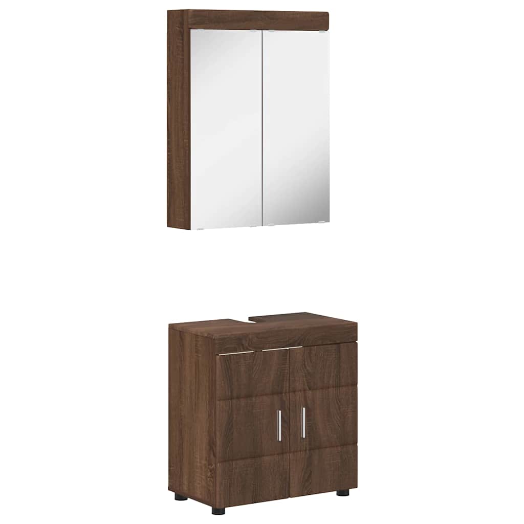 Σετ Επίπλων Μπάνιου TULUM 2 τμχ. Καφέ δρυς 60 x 34 x 63 εκ - Pakobazaar
