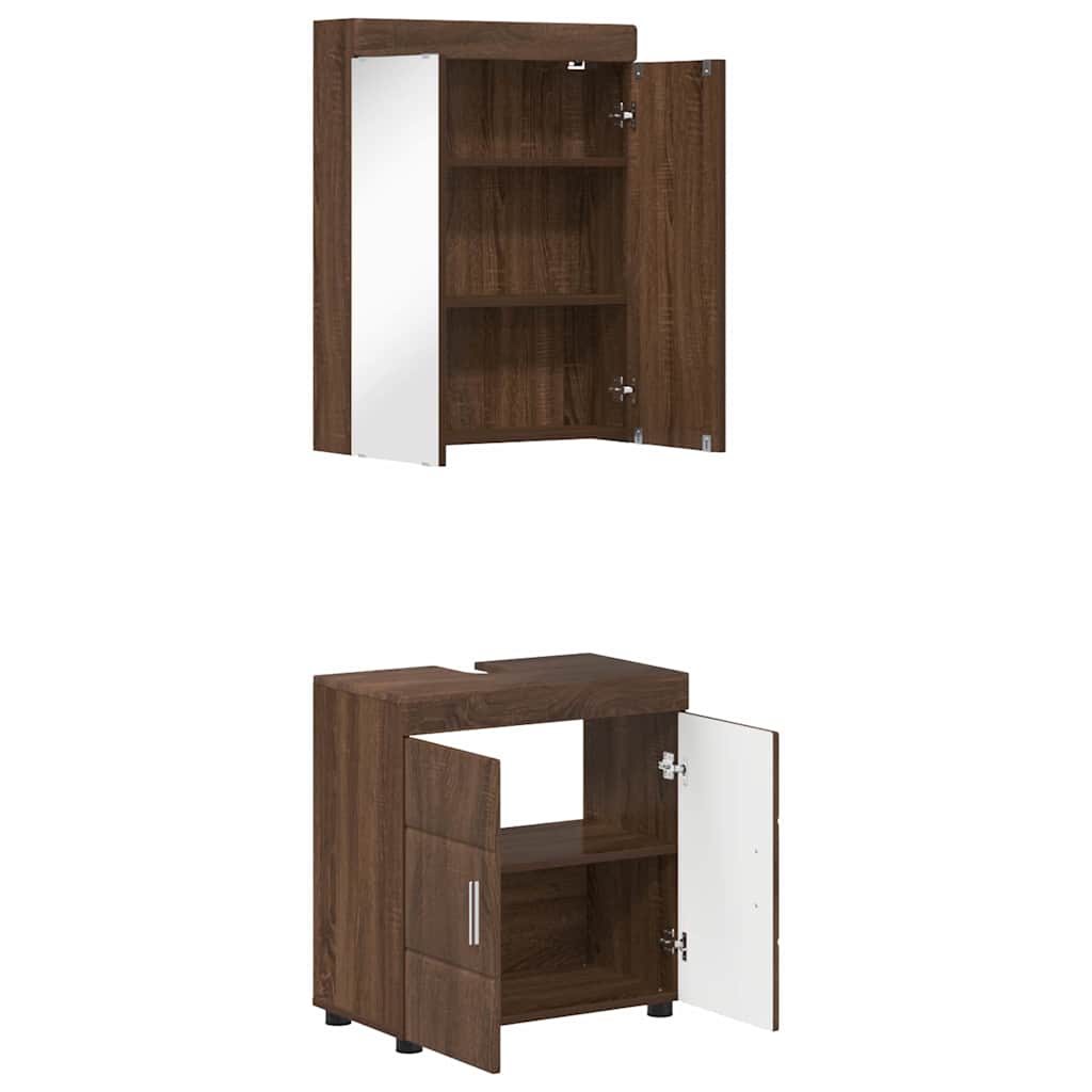 Σετ Επίπλων Μπάνιου TULUM 2 τμχ. Καφέ δρυς 60 x 34 x 63 εκ - Pakobazaar
