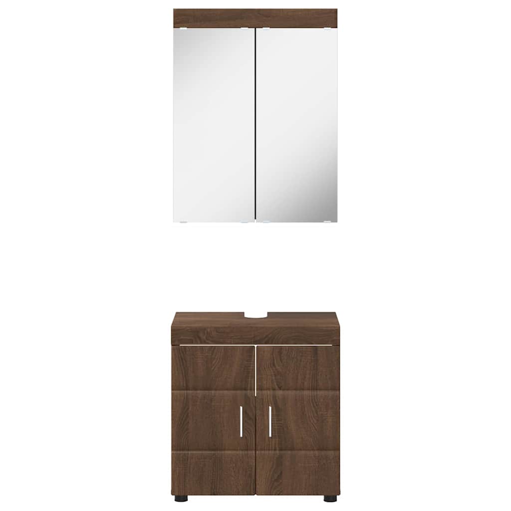 Σετ Επίπλων Μπάνιου TULUM 2 τμχ. Καφέ δρυς 60 x 34 x 63 εκ - Pakobazaar