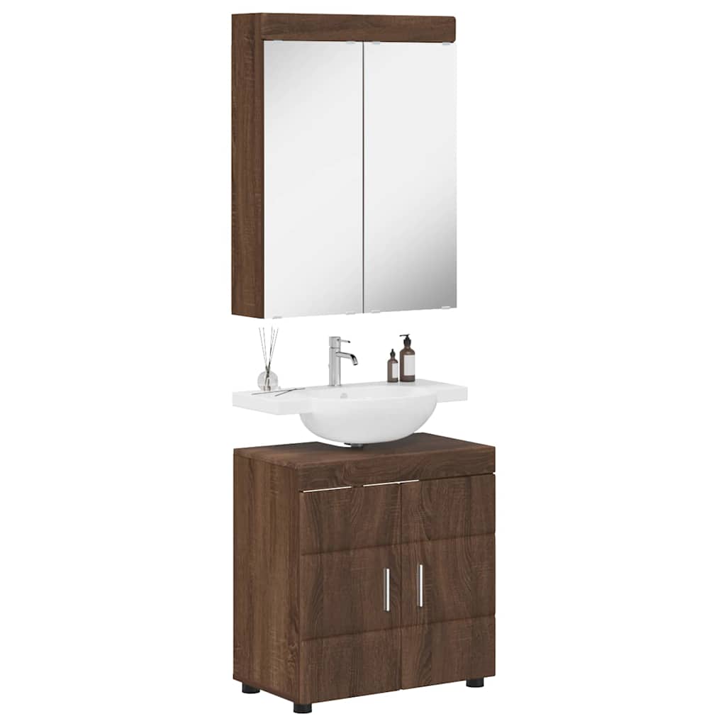 Σετ Επίπλων Μπάνιου TULUM 2 τμχ. Καφέ δρυς 60 x 34 x 63 εκ - Pakobazaar