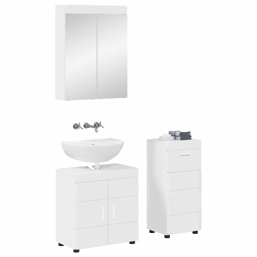 Σετ Επίπλων Μπάνιου TULUM 3 pcs Υψηλής γυαλάδας λευκό
