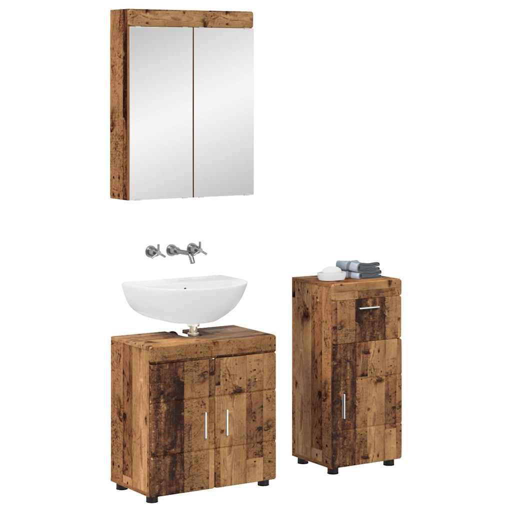 Σετ Επίπλων Μπάνιου TULUM 3 pcs Παλιό ξύλο 60 x 34 x 63 εκ
