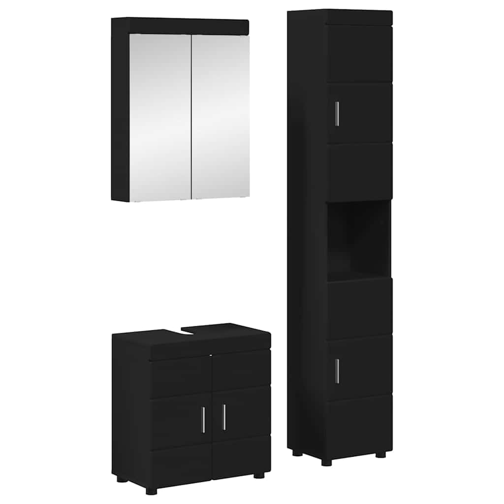 Σετ Επίπλων Μπάνιου TULUM 3 pcs Μαύρο 60 x 34 x 63 εκ - Pakobazaar