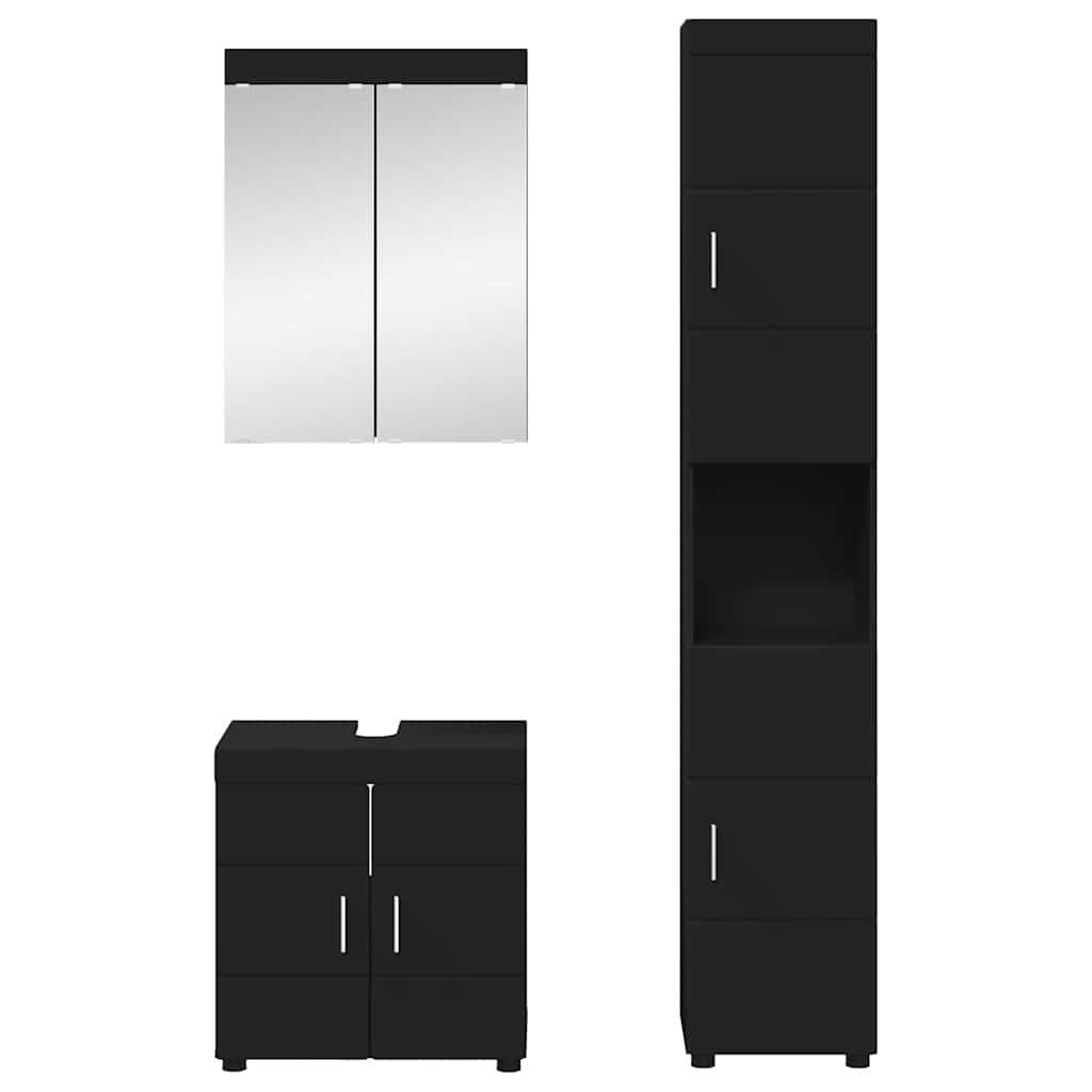 Σετ Επίπλων Μπάνιου TULUM 3 pcs Μαύρο 60 x 34 x 63 εκ - Pakobazaar