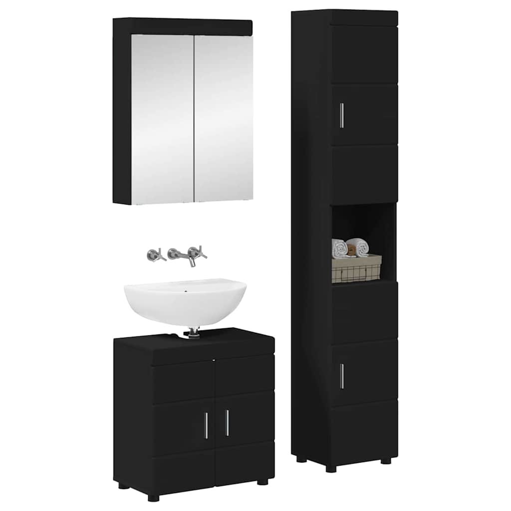 Σετ Επίπλων Μπάνιου TULUM 3 pcs Μαύρο 60 x 34 x 63 εκ - Pakobazaar