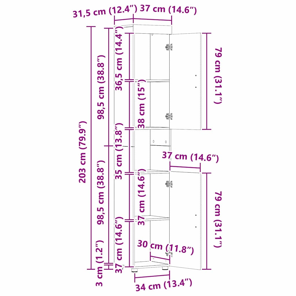 Σετ Επίπλων Μπάνιου TULUM 3 pcs Μαύρο 60 x 34 x 63 εκ - Pakobazaar