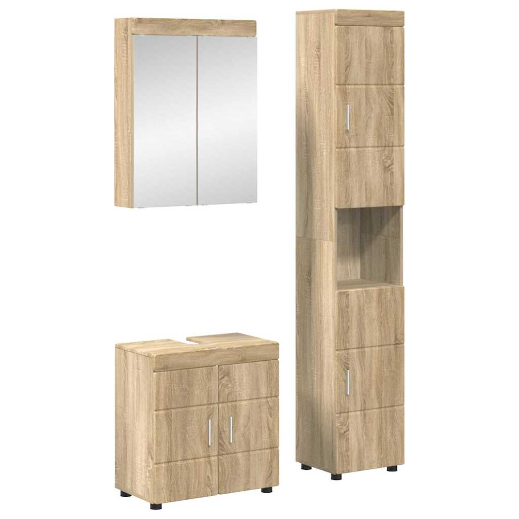 Σετ Επίπλων Μπάνιου TULUM 3 pcs Δρύς Sonoma 60 x 34 x 63 εκ - Pakobazaar