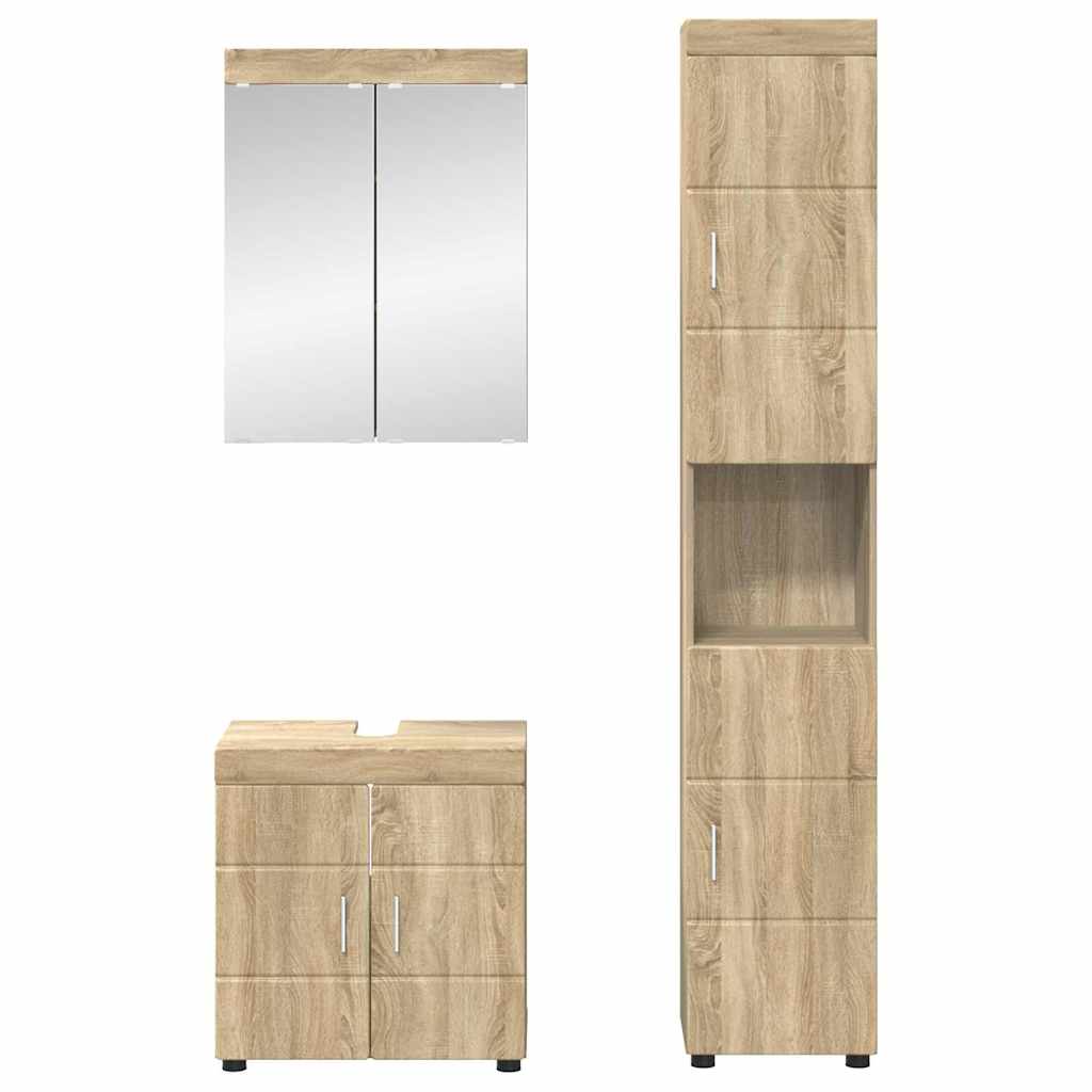 Σετ Επίπλων Μπάνιου TULUM 3 pcs Δρύς Sonoma 60 x 34 x 63 εκ - Pakobazaar