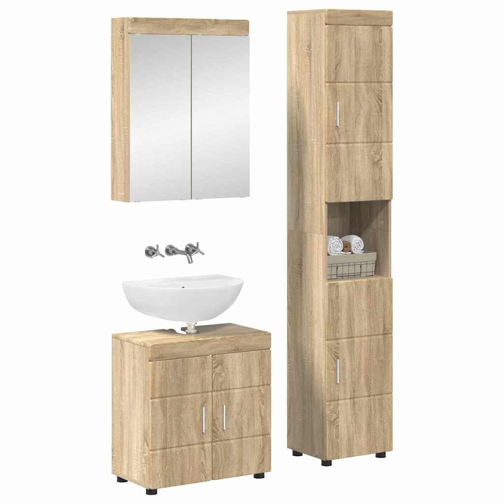 Σετ Επίπλων Μπάνιου TULUM 3 pcs Δρύς Sonoma 60 x 34 x 63 εκ - Pakobazaar