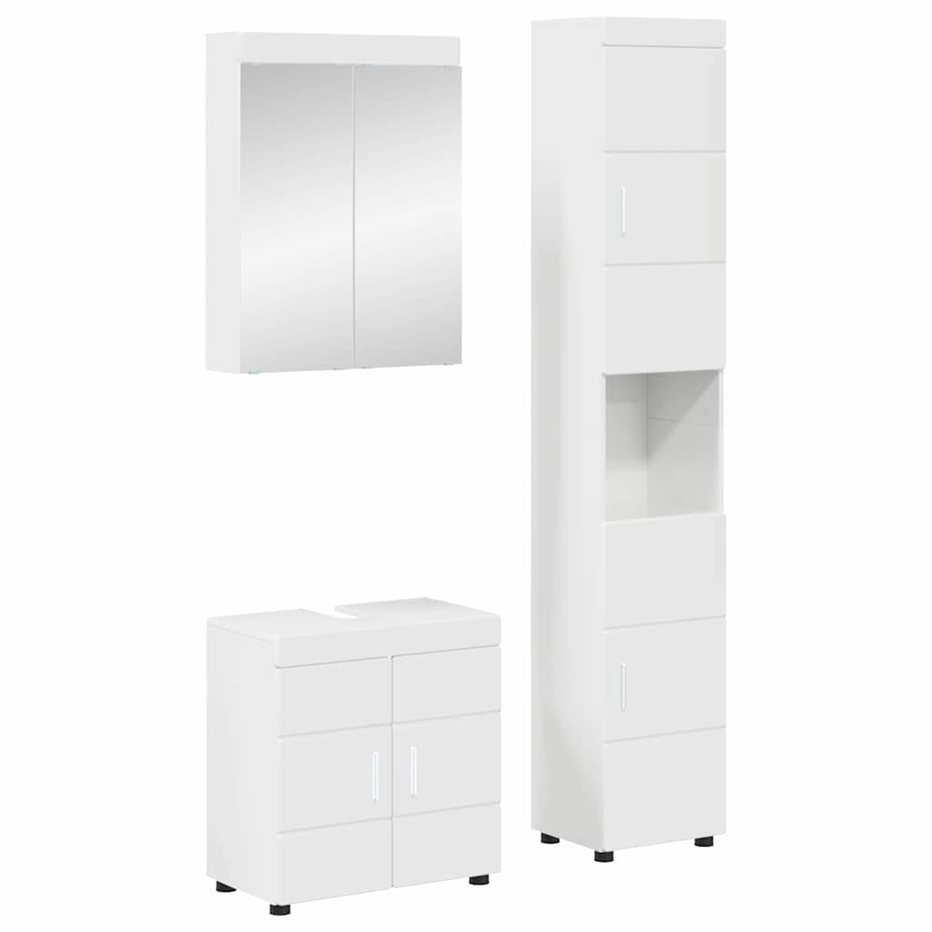 Σετ Επίπλων Μπάνιου TULUM 3 pcs Υψηλής γυαλάδας λευκό - Pakobazaar
