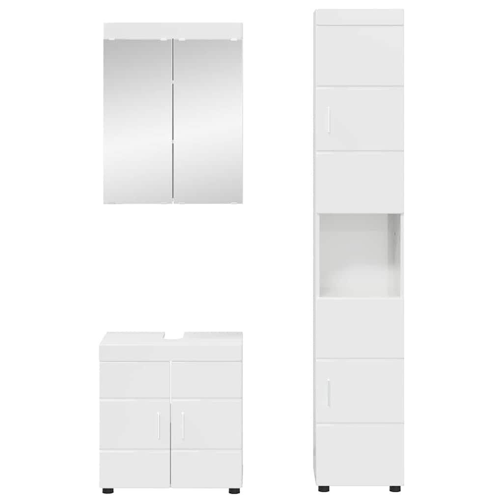 Σετ Επίπλων Μπάνιου TULUM 3 pcs Υψηλής γυαλάδας λευκό - Pakobazaar
