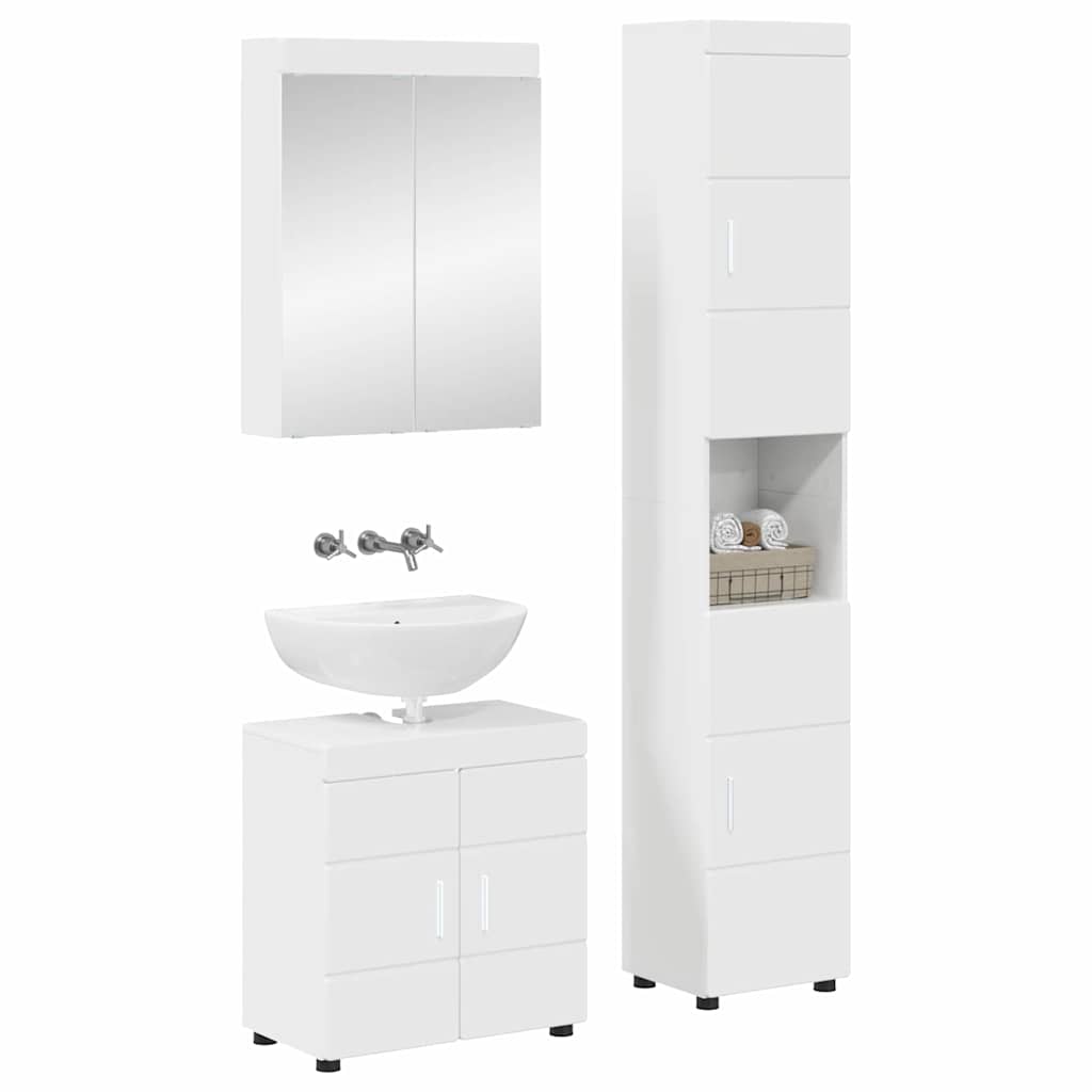 Σετ Επίπλων Μπάνιου TULUM 3 pcs Υψηλής γυαλάδας λευκό - Pakobazaar