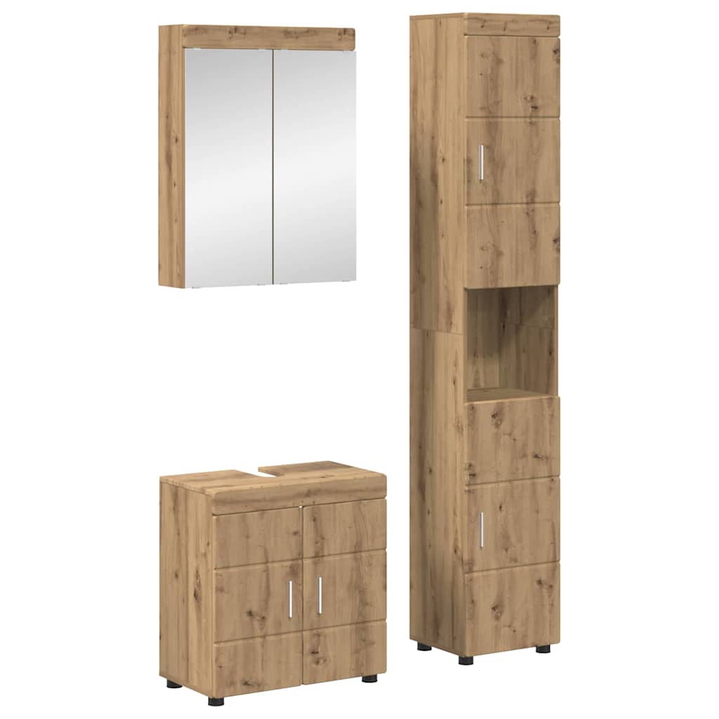 Σετ Επίπλων Μπάνιου TULUM 3 pcs Artisan Oak 60 x 34 x 63 εκ - Pakobazaar